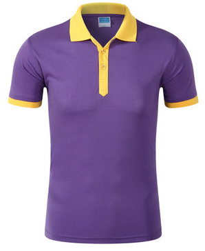 紫色款拼色領(lǐng)T恤衫定做款式圖