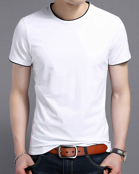 白色嵌黑邊短袖圓領(lǐng)T恤廣告衫定制款式
