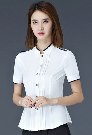 時(shí)尚白色女襯衫工作服訂做款式