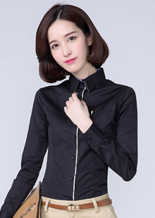黑色長(zhǎng)袖襯衫女裝訂做款式圖